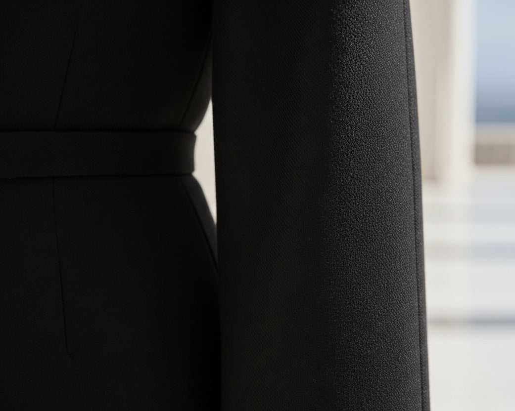 Classic Modern Women’s Two-Piece Abaya Set with Embroidery | Adjustable Satin Belt