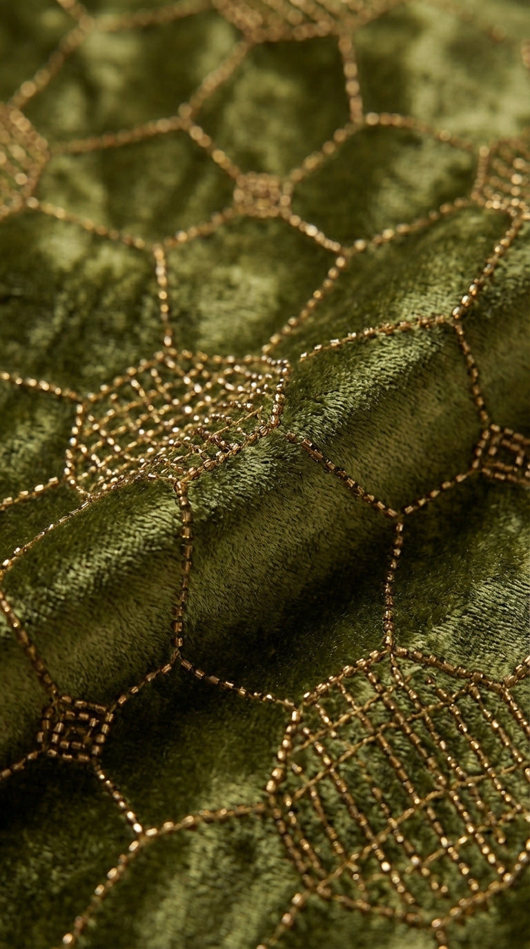 Short Velvet Embroidered Dress with Raglan Sleeves | Elegant Statement Dress