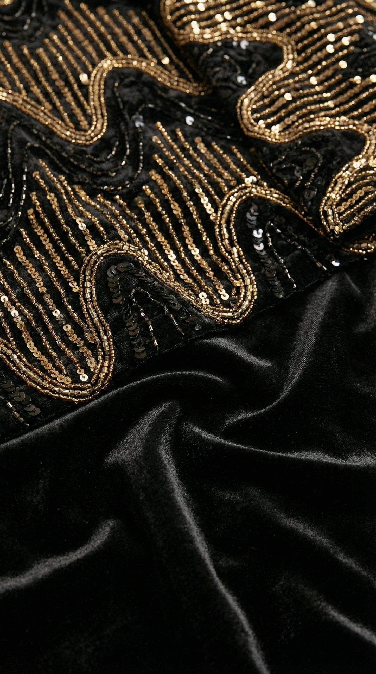 Black Velvet Embroidered Abaya with Gold Detailing | Luxury Evening Abaya